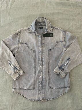 wild fable Light Gray Washed Denim Shirt Jacket